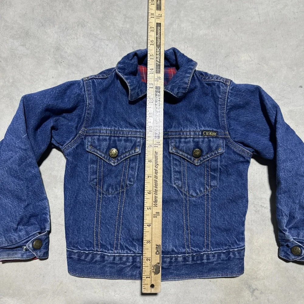 Vintage OshKosh B'Gosh Denim Jacket Flannel Lined Kids Size 5T Retro Made In USA